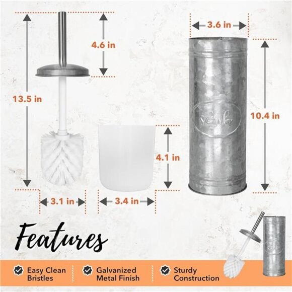 Rustic Toilet Bowl Brush & Holder,Farmhouse Bathroom Toilet Brush for Farmhouse - Picture 4 of 7